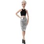 Mattel Barbie Signature Looks 08 Doll Tall, Blonde Pixie Cut Fully Posable Fashion Black Crop Top And Metallic Skirt 