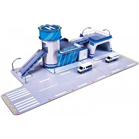 Maisto built-n-play airport-set of cardboard Airport with accessories and 2 fresh metal toy cars 