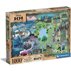 Clementoni Disney Maps 101 Dalmatians 1000 Pieces 101 Σκυλιά Της Δαλματίας 