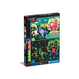 Clementoni Lights Collection-Monsters, Glow In The Dark-104 Pieces-Jigsaw 
