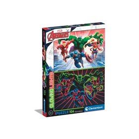 Clementoni Lights Collection- Marvel Avengers, Glow In The Dark-104 Pieces 