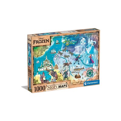 Clementoni Disney Maps Frozen 1000 Pieces, Made In Italy, Jigsaw Puzzle For Adults, Multicolor, Medium 