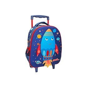 MUST Σχολική Τσάντα Τρόλεϊ Νηπίου Space Rocket 3D Eva 2 Θήκες 