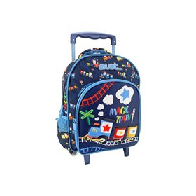 MUST Σχολικη Τσαντα Τρολεϊ Νηπιου Magic Train 3D Soft 2 Θηκες 