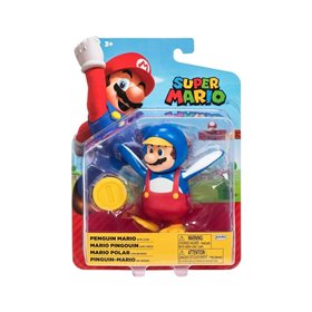 JAKKS PACIFIC Super Mario 4-inch Acation Penguin Mario With Coin 