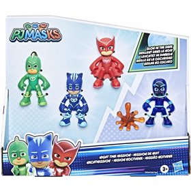 Hasbro PJ Masks Night Time Mission Glow-In-The-Dark Action Figure Set, 4 Figures 1 Accessory 