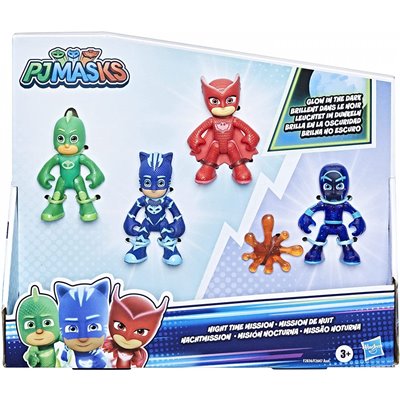 Hasbro PJ Masks Night Time Mission Glow-In-The-Dark Action Figure Set, 4 Figures 1 Accessory 