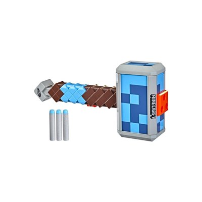 Hasbro Nerf Minecraft Stormlander Σφυρί, Πυρκαγιές 3 Βελάκια, Περιλαμβάνει Darts Elite, Λαβή Εκκίνησης 