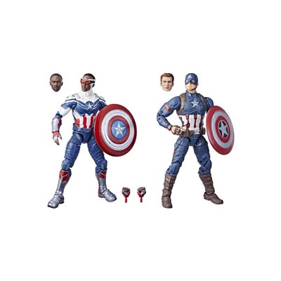 Hasbro Marvel Legends Series Captain America 2-Pack Steve Rogers Sam Wilson MCU Figures, 7 Αξεσουάρ 