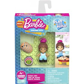 MEGA Barbie - Φιγούρες Με Αξεσουαρ (25 Τμχ) Σούσι Σεφ  MEGA Barbie - Φιγούρες Με Αξεσουαρ (25 Τμχ) Σούσι Σεφ