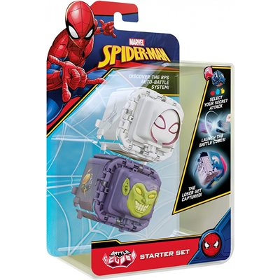 bot-i Marvel Spider-Man Battle Cubes 2-Pack, Spider-Gwen VS Green Goblin, Unleash Power, Launch Attack, 2 Cubes And 6 Tokens 