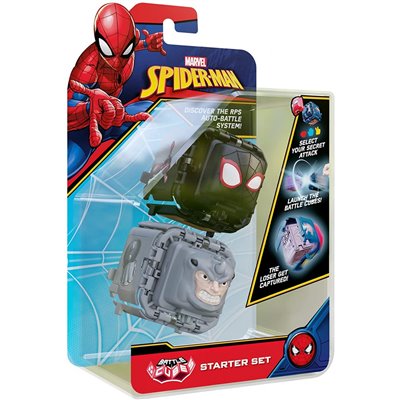 bot-i Marvel Spider-Man Battle Cubes 2-Pack, Miles Morales VS Rhino, Unleash Power, Launch Attack, 2 Cubes And 6 Tokens 