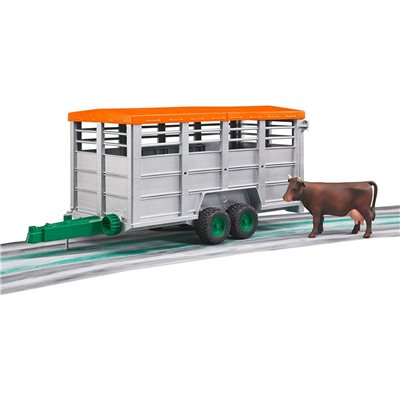 bruder Livestock Trailer With 1 Cow Καρότσι Για Αγελάδες Με 1 Αγελάδα 