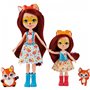 Mattel Enchantimals Felicity &amp Feana Fox Sister Dolls 6-In 4-In 2 Animal Figures, Removable Skirt And Accessories 