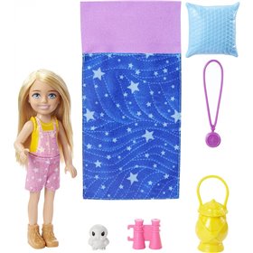 Mattel Barbie It Takes Two Camping Playset With Chelsea Doll 6 In, Blonde, Pet Owl, Sleeping Bag, Binoculars &amp Camping Access