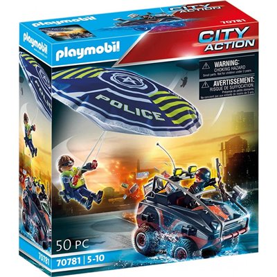 Playmobil City Action Καταδίωξη Αμφίβιου Οχήματος Από Αστυνομικό Αλεξίπτωτο 