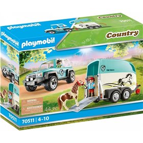 Playmobil Country Όχημα Με Τρέιλερ Μεταφοράς Πόνυ 