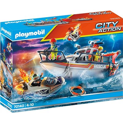 Playmobil City Action Επιχείρηση Πυρόσβεσης Με Σκάφος Διάσωσης 