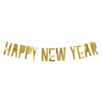 OEM Banner Happy New Year, 10 X 90 Cm Χρυσό 