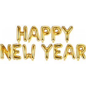 OEM Foil Μπαλόνι Happy New Year, 422X46 Cm, Χρυσό  OEM Foil Μπαλόνι Happy New Year, 422X46 Cm, Χρυσό