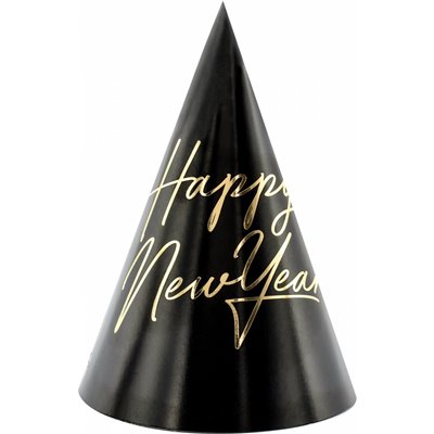 OEM Καπέλα Happy New Year Black-Gold (6Pcs) 16Cm 