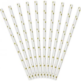 OEM Καλαμάκια Αστέρια Λευκό-Χρυσό (10Pcs) 19,5 Εκ.  OEM Καλαμάκια Αστέρια Λευκό-Χρυσό (10Pcs) 19,5 Εκ.