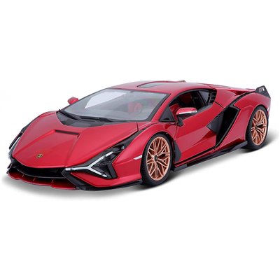 Bburago Lamborghini Sian FKP 37 Model Car In Scale 1/18, Doors, 26 Cm, Red 