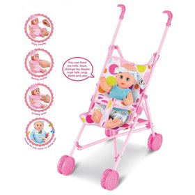  Καροτσάκι Μεταλλικό Με Κούκλα Και Αξεσουάρ 