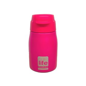 eco life Παγούρι Ανοξείδωτο Ροζ Με Καλαμάκι 400Ml 