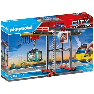 Playmobil City Action Electric Cargo Crane With Container Γερανογέφυρα Φορτοεκφόρτωσης Container 