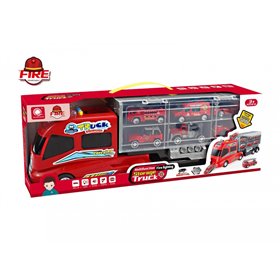  Friction Νταλίκα Πυροσβεστικής Με Θήκες Και 6 Μεταλλικά Οχήματα 