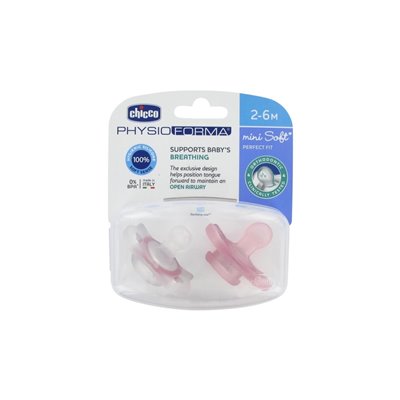 Chicco Πιπίλα Mini Soft 2-6Μ Physioforma Ροζ (2Τμχ) 