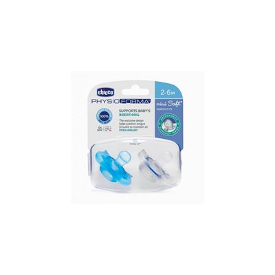 Chicco Πιπίλα Όλο Σιλικόνη Physio Mini Soft/Σιέλ 2-6 Μηνών 2Τμχ 