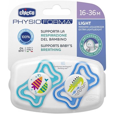 Chicco Chicco Πιπίλα Physio Light Σιλικόνης Σιελ 16-36 Μηνών 2 Τεμάχια 