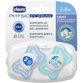 Chicco Πιπίλα Physio Light Σιλικόνη Σιελ 2-6 Μηνών 2 Τεμάχια 