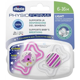 Chicco Πιπίλα Physio Light Για Τη Νύχτα 6-16 Μηνών 2 Τεμάχια 