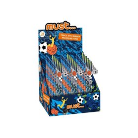 MUST Μολύβι Με Γόμα Ποδόσφαιρο-Μπάσκετ Σε 2 Σχέδια 