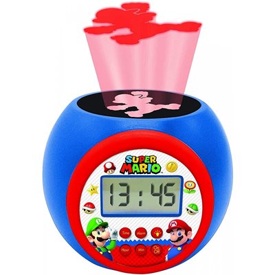 Lexibook Super Mario Projector Ξυπνητήρι Με Νυχτερινό Φως Με Χρονοδιακόπτη, Οθόνη Lcd 