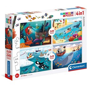 Clementoni Παιδικό Παζλ Color Κόσμος Της Θάλασσας 2X20 2X60 Τμχ 