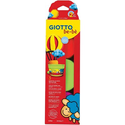 Giotto Bebe Πλαστοζυμαράκι Με Φυσικά Συστατικά 3 X 100 Gr Πορτοκαλί - Πράσινο - Ροζ 