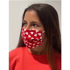 Fun Fashion Μάσκα Προστασίας 100% Βαμβακερή Καρδιές Small 