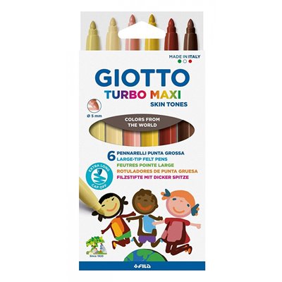 Giotto Turbo Maxi Skin Tones Μαρκαδόροι Χοντροί 6 Τεμάχια 