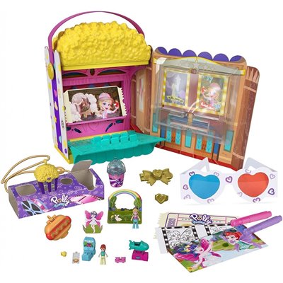 Mattel Polly Pocket Un-Box-It Playset, Popcorn Shape Box Σινεμά Ποπ Κορν Σετ 