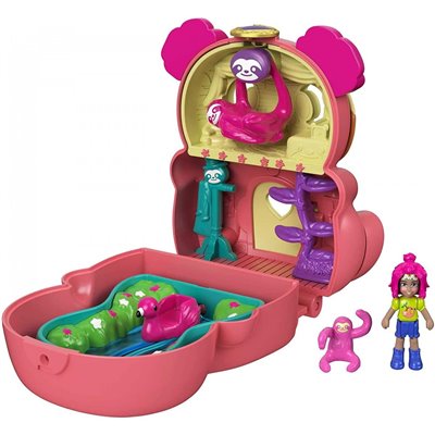 Mattel Polly Pocket Mini Σετάκια Flip And Reveal Tropical Sloth Βραδύποδας 