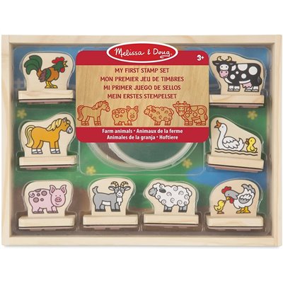 Melissa and Doug My First Wooden Stamp Set Με Ξύλινες Σφραγίδες - Ζώα Φάρμας 