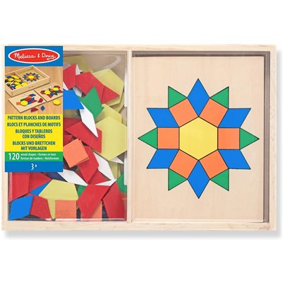 Melissa and Doug Pattern Blocks And Boards Ξύλινο Σετ Το Πρώτο Μου Τάγκραμ Με 120 Ξύλινα Σχήματα 