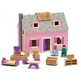 Melissa and Doug Fold And Go Dollhouse Ξύλινο Κουκλόσπιτο Βαλιτσάκι 