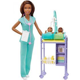 Mattel Barbie Baby Doctor Doll Σετ Επαγγέλματα Με Παιδάκια Και Ζωάκια - Γιατρός 