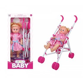  Καροτσάκι Μπαστούνι Με Κούκλα 40Εκ 