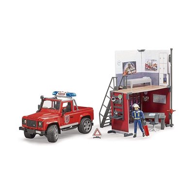 bruder Πυροσβεστικό Τμήμα Με Land Rover Και Πυροσβέστη 